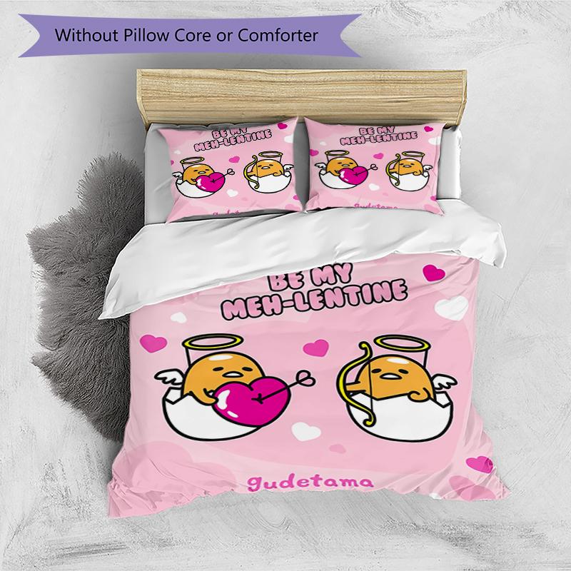 3pcs Sanrio Gudetama2 pattern bedding set duvet cover set includes duvet cover &pillowcases, perfect all season bedroom decoration & gift