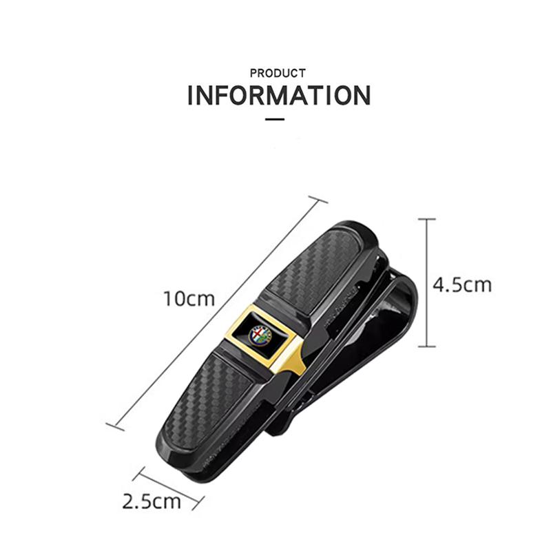 For Alfa Romeo Car Sun Visor Glasses Holder Ticket Card Storage Clip For Alfa Romeo Giulia Stelvio Giulietta 156 159 147 Mito ToLR1
