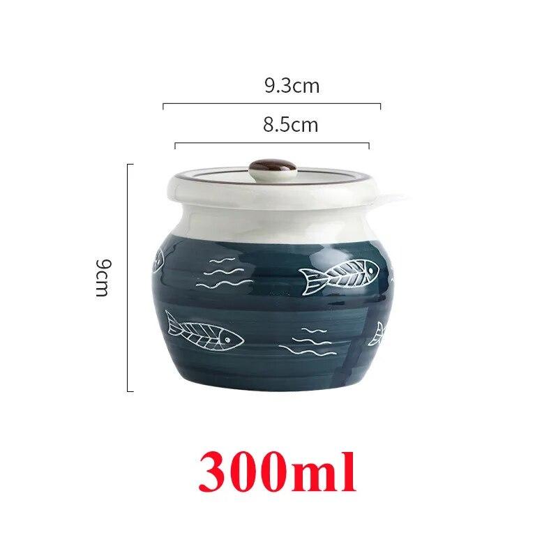 300/600 мл семейная креативная керамическая банка для приправ с ложкой и крышкой, кухонная соль, тмин, сахар, специи, приправы, контейнеры для хранения