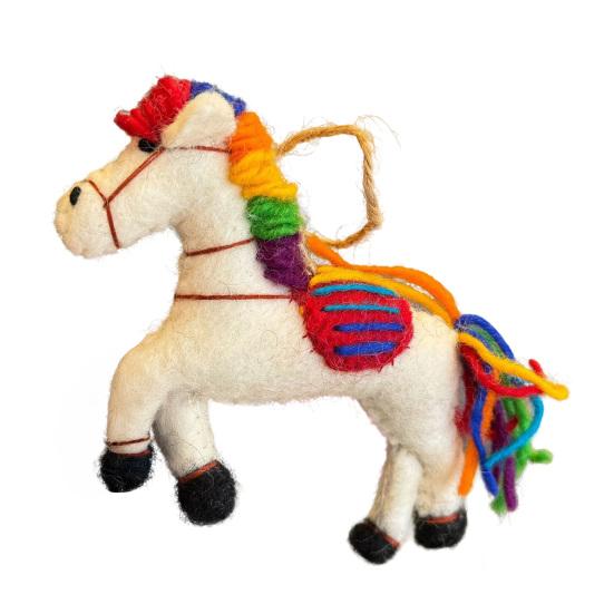 Винтажное ручное войлочное украшение-лошадка, символ Китайского Нового года, шерстяной животный амулет для украшения елки, дома, автомобиля, рюкзака