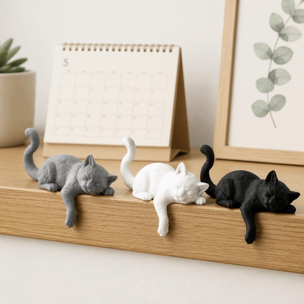 Cute Sleeping Cat Ornament 3D Printed Cat Statues Crafts Decorative Cat Statues Bedroom Decor