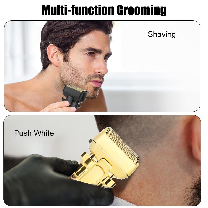 Men's Digital Display Shaver 3 Blade Net Reciprocating Shaver Bald Hair Clipper Whitening Beard Shaver