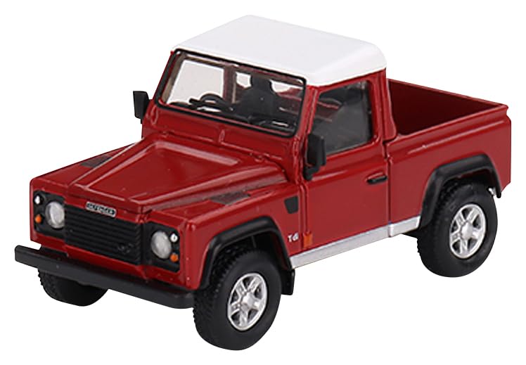 TrueScale Miniatures MINI GT Масштаб 1/64 Land Rover Defender 90 Пикап, Красный Масаи, Правостороннее расположение руля, Готовая модель