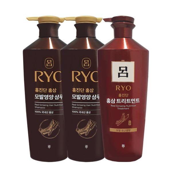 Ryo Шампунь для питания волос с красным женьшенем Hongjindan 820 мл x2 + Бальзам-ополаскиватель 820 мл