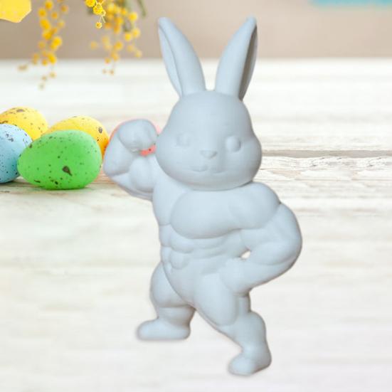 Пасхальный мускулистый кролик фигурка милая мини 3D-печатная статуэтка кролика коллекционный кролик украшение для весеннего домашнего стола полки декора