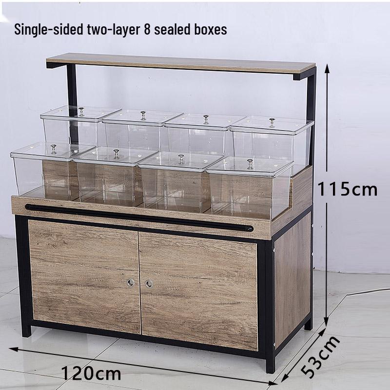 Supermarket Multi-Layer Detachable Display Rack for Bulk Dried Fruits, Grains, Candy, and Biscuits.