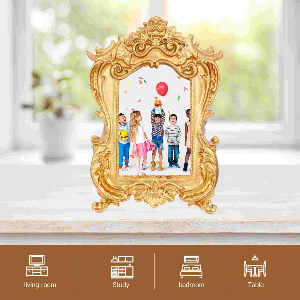 10.5X15Cm European Style Vintage Resin Carving Picture Frame nament Home Decor Display Holder Wall Photo Frame Desktop Frame For