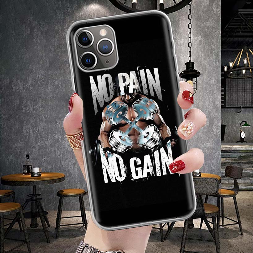 Bodybuilding Gym Fitness Muscle Soft Phone Case For IPhone 11 17 Air 16E 16 Pro Max 15 + 14 Plus 13 Mini 12 Apple 7 SE 8 Fundas