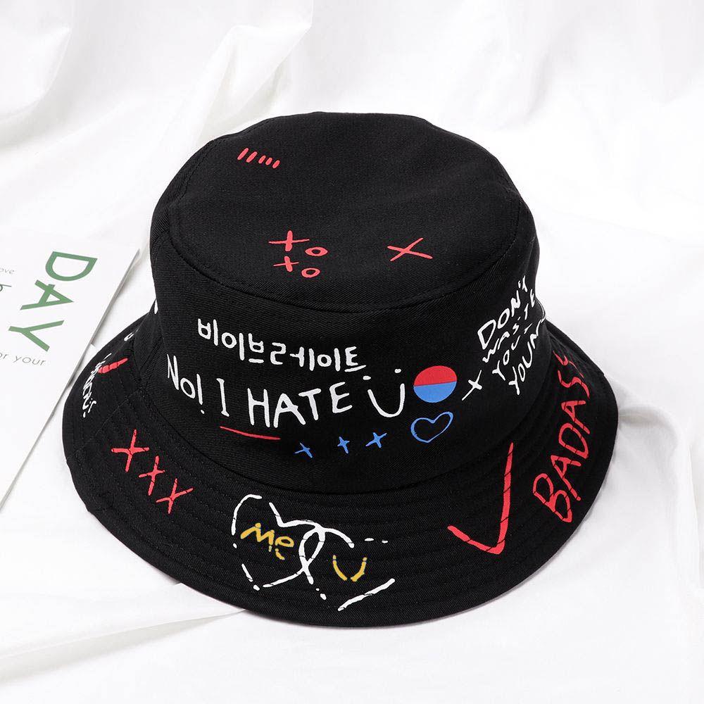 Fashion Outdoor Cotton Fisherman Hat Graffiti Hat Bucket Hat Hip Hop Cap