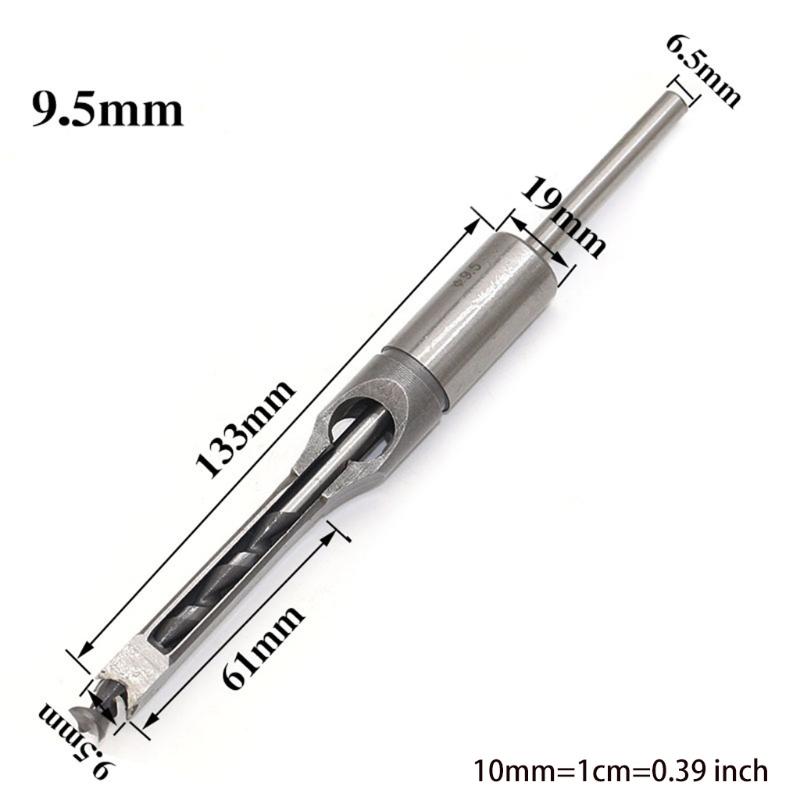 Multi-purpose Square Hole Drill Bit Steel Hardness for Sharp Durable Mortising Chisel Set 6.4 mm/8mm/9.5mm/12.7mm/14mm/1