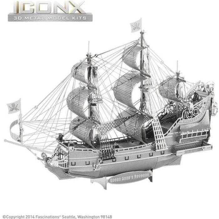 Maquette métal IconX - Bateau Queen Anne Revenge - Métal Earth - Gris - Acier - 14 ans - Mixte