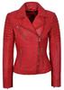Stylish Casual Motorcycle Biker Women Jacket Red Leather Lambskin Handmade