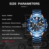 FOXBOX Sport Watches for Men Top Brand Luxury Dual Display Stainless Steel Band Waterproof Luminous Quartz Wristwatch+Box