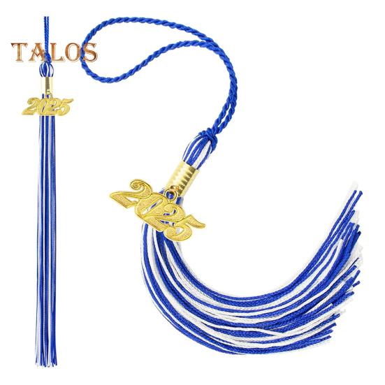 Кисточка для выпускного с подвеской 2025 года, в наличии разные цвета, стиль цветных блоков, длина 40 см, кисточка для рожка на выпускной для школьного сезона