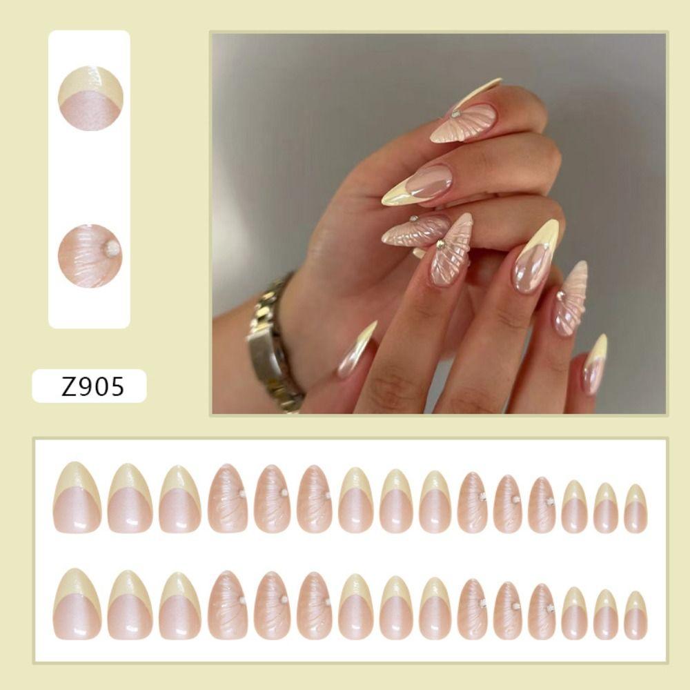 French False Nails Long Almond Nail Tips New Press on Nails DIY