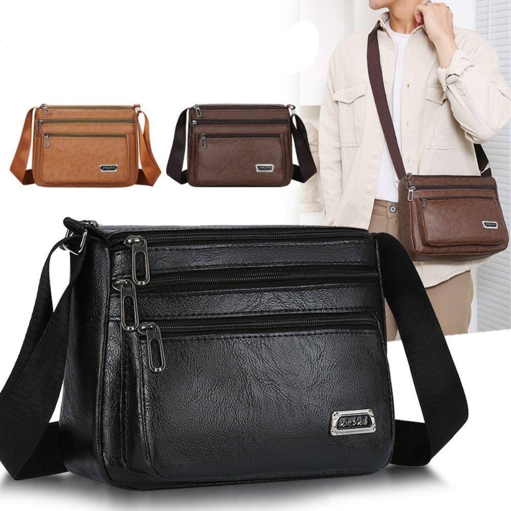PU Leather Shoulder Bag Large Capacity Business Man Messenger Bag New Men's Crossbody Bag
