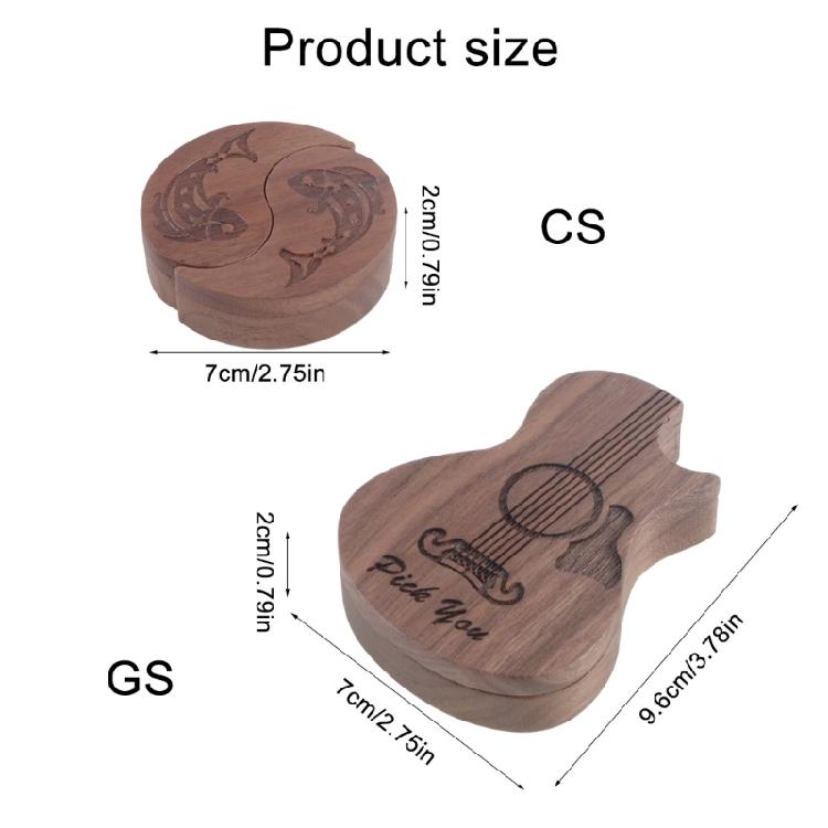 Wood Pick Storage Box Rotating Open Guitar Plectrums Cases Box Light Weight Portable Guitar Pick Holder Enduring