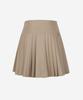 Road Roar Faux Leather Pleated Skirt Beige