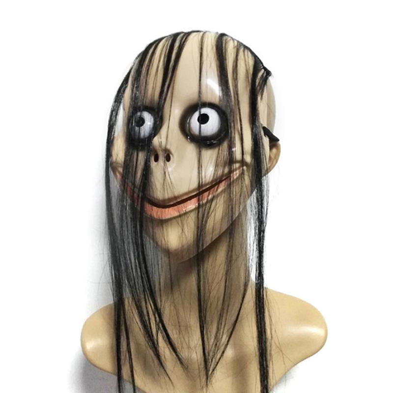 Halloween Horror With Long Hair Mask Funny Mask V-Shaped Mouth Mask Momo Mask