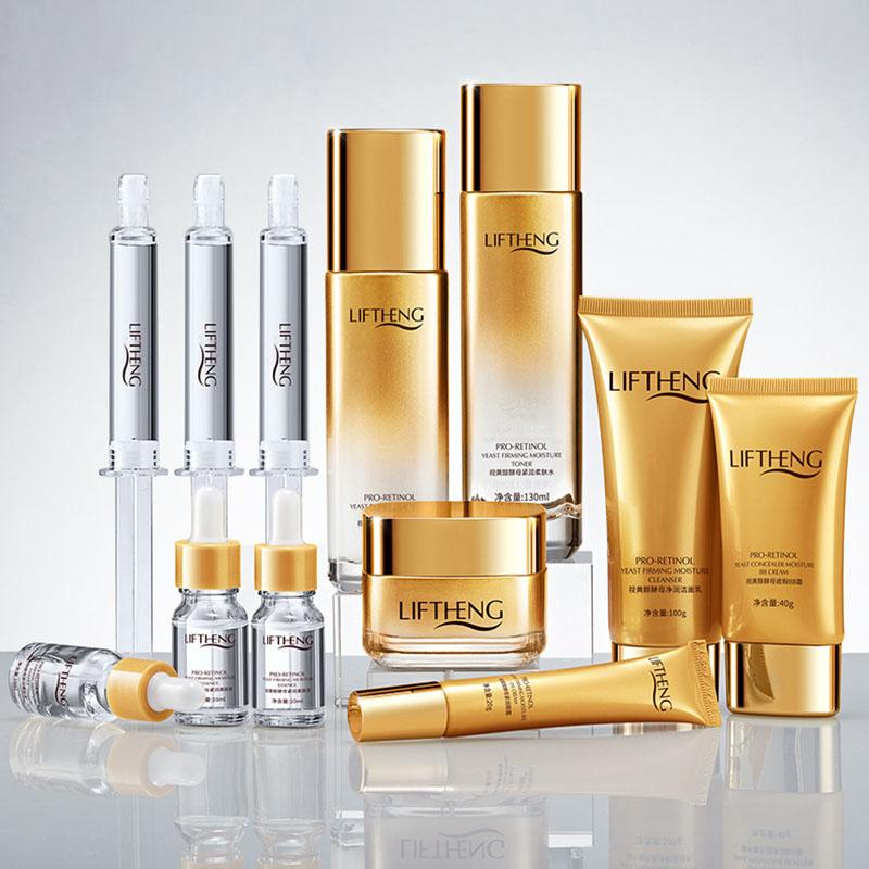 Ретинол, дрожжи, подтягивающий ремонт, увлажняющий, мягкое очищение, сужение пор, уход за кожей, набор из двенадцати предметов