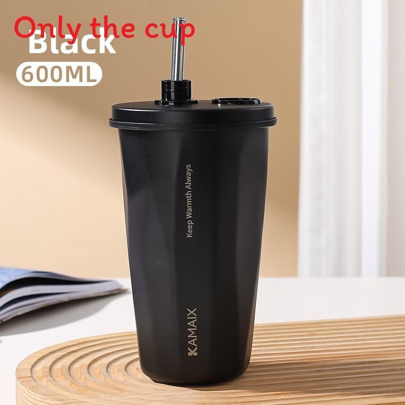 Модная термокружка из нержавеющей стали с принтом букв и соломинкой для офиса