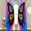 2pcs Fashionable Romantic Purple Butterfly Printed Curtain For Living Room Decoration Bedroom Polyester Kitchen Decoration Home