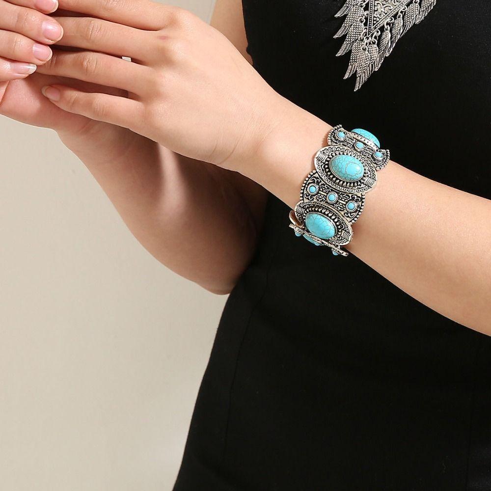 Бирюзовый браслет в стиле вестерн-кантри, этнические браслеты в стиле бохо, украшения