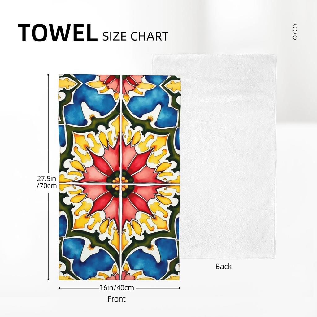 Mediterranean,colorful,vibrant,mosaic tiles art 1 Soft Face Towel Quick Dry Pool Bath Cotton Towels Breathable