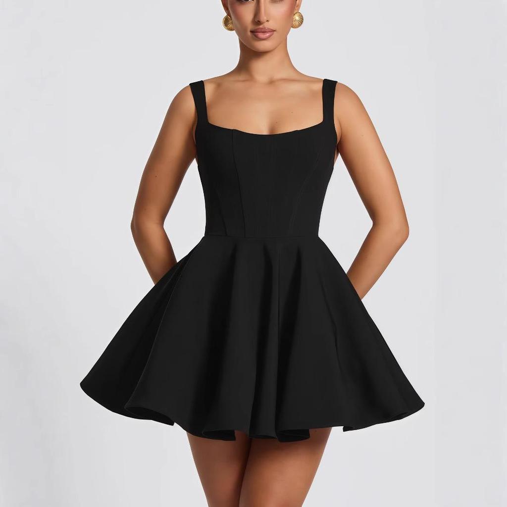 Sweet Spaghetti Strap Backless Dress with Large Bow - 2025 Spring Collection