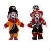 2pcs 7 Inch Porcelain Smiling Clown Doll Wearing Colorful Outfits, Funny Harlequin Doll, Props,
