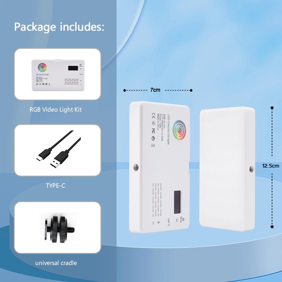 Светодиодный RGB-светодиод для видеосъемки, панель освещения камеры CRI95 + 2500-9000K, ЖК-дисплей, холодный башмак для прямой трансляции Vlog DSLR