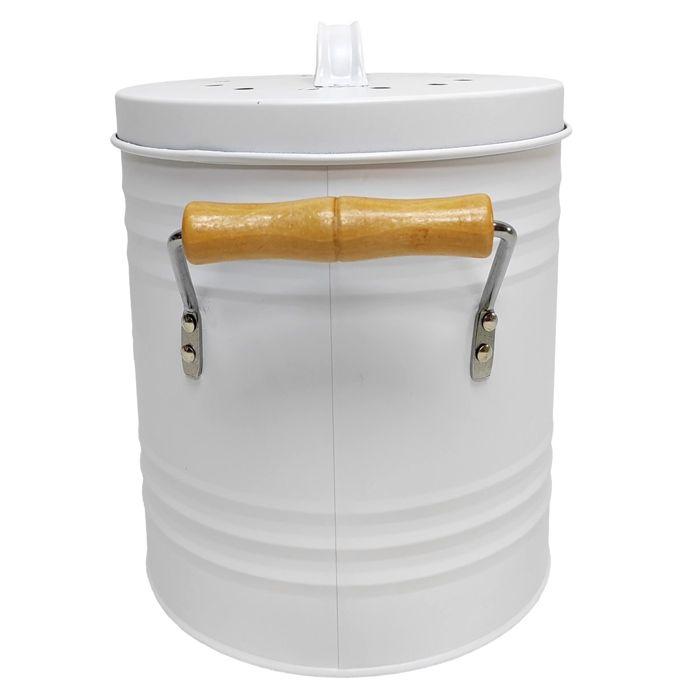 Poubelle à Compost - JE CHERCHE UNE IDEE - Métal Peint - Blanc - Rétro
