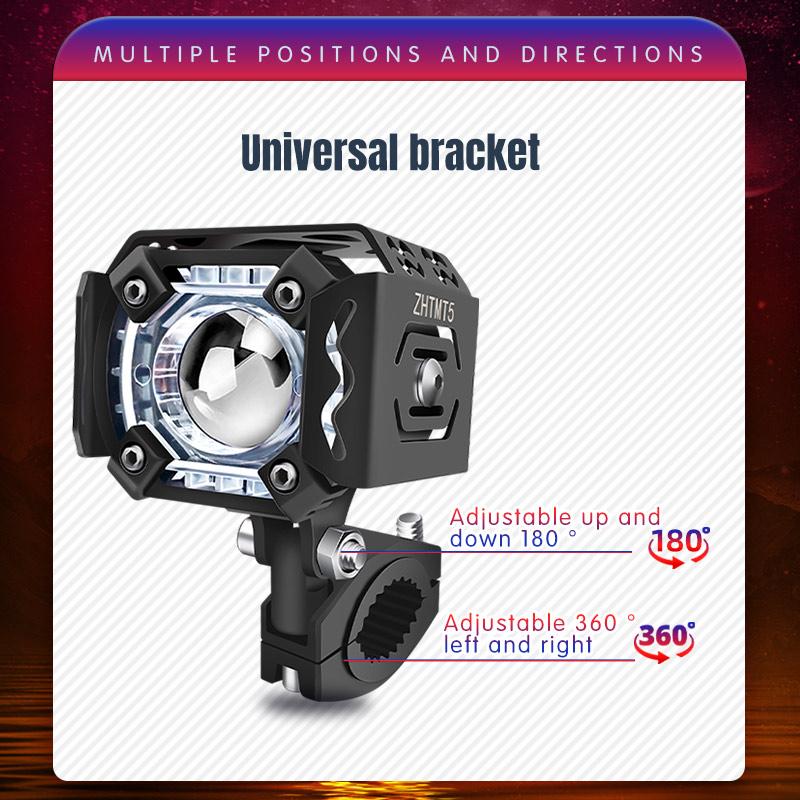 60W Motorcycle LED Spotlight With Red DRL Yellow White High and Low Beam Fog Lights For Car Motorbike Truck Trailer Off-road 12V 24V