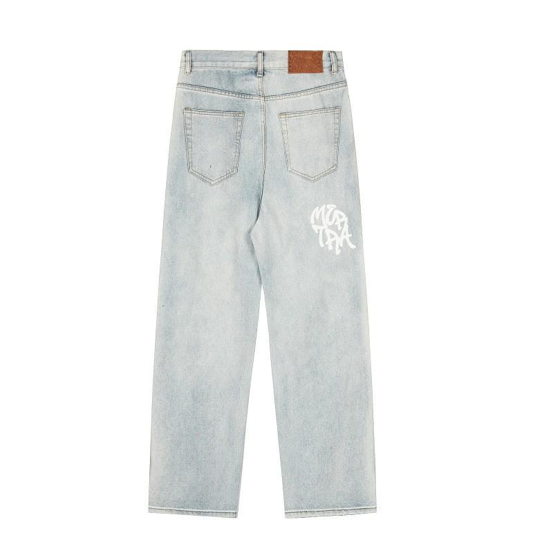 Mens Straight Leg Jeans Loose Fit Hip Hop Style Casual Denim Pants Teens
