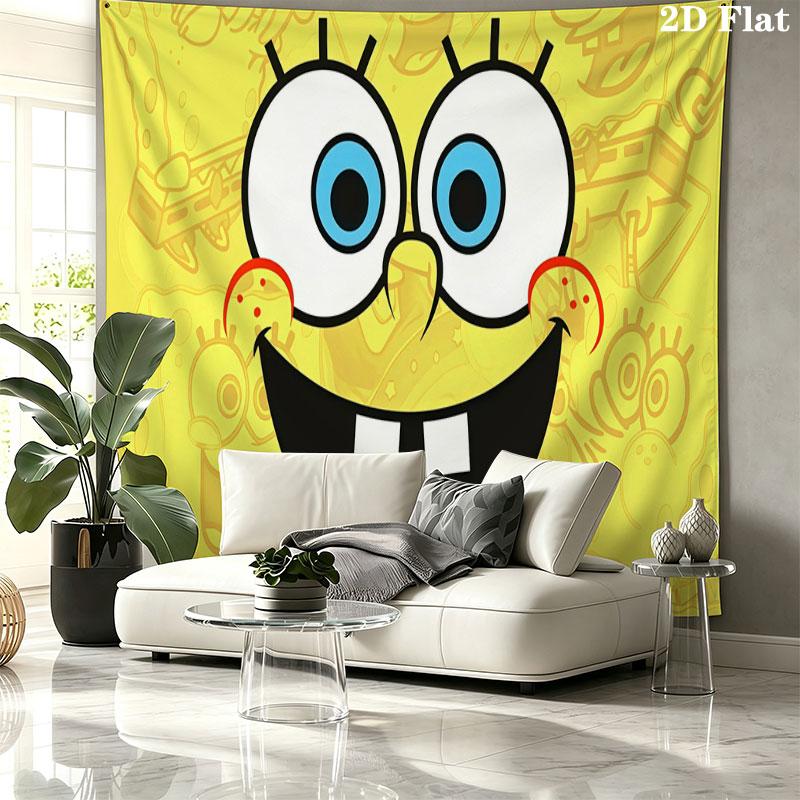 SpongeBob Wall tapestry, aesthetic printed fabric blanket, suitable for bedroom, living room, and home decor.