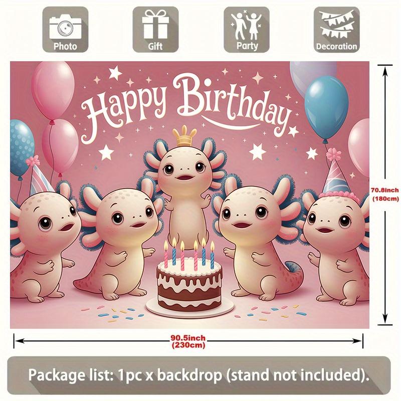 Party Backdrop Adorable Axolotls Celebrating Photo Background Decor Birthday Party Decor
