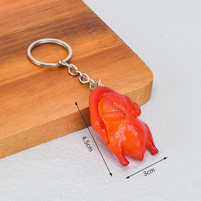 Funny Pvc Pork Belly Chicken Wings Roast Chicken Bag Pendant Hanging Jewelry Key Ring Creative Simulation Food Charms