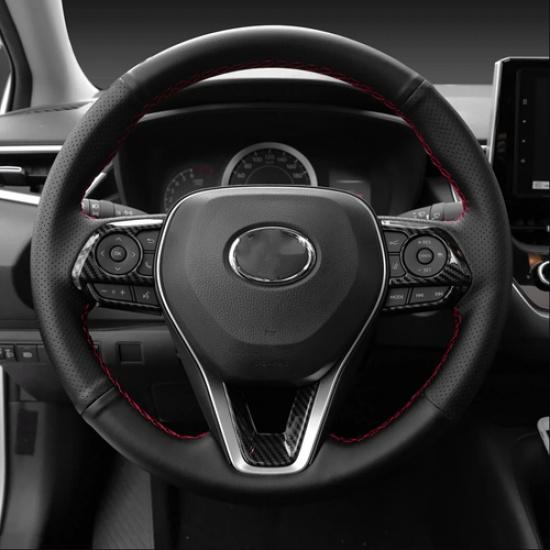 Steering Wheel Trim 3pcs ABS Carbon fiber For Toyota Corolla -