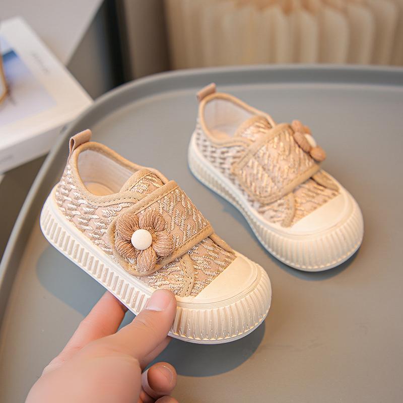 Повседневная обувь для девочек, детская парусиновая обувь, детские кроссовки для скейтбординга с цветами, модная резиновая подошва принцессы, противоскользящая вышивка