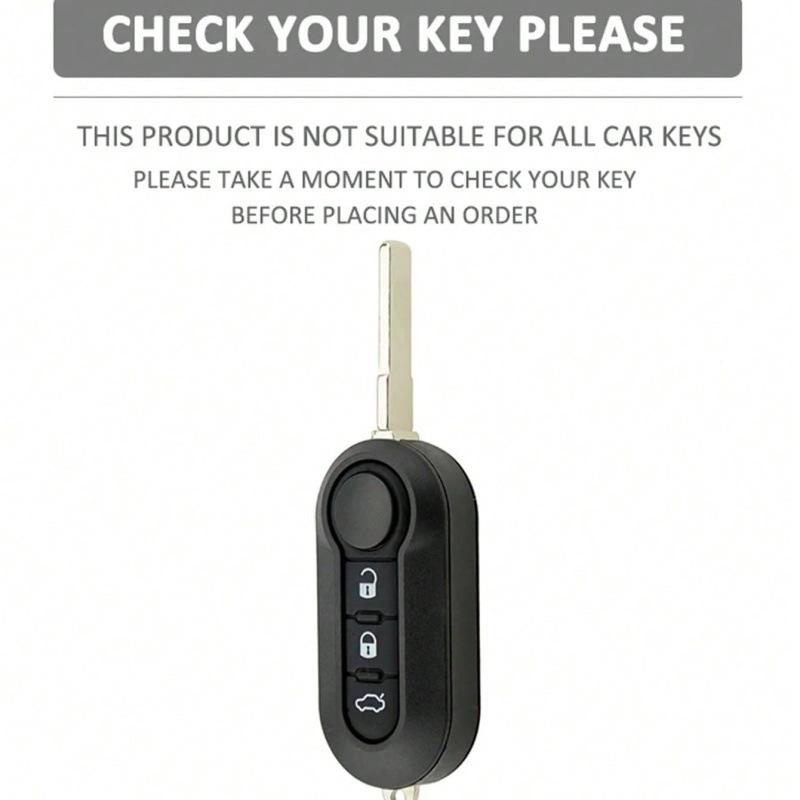 Silicone Key Case for Fiat 500, Folding 3-Button Bravo Key Cover, Remote Control Protector.