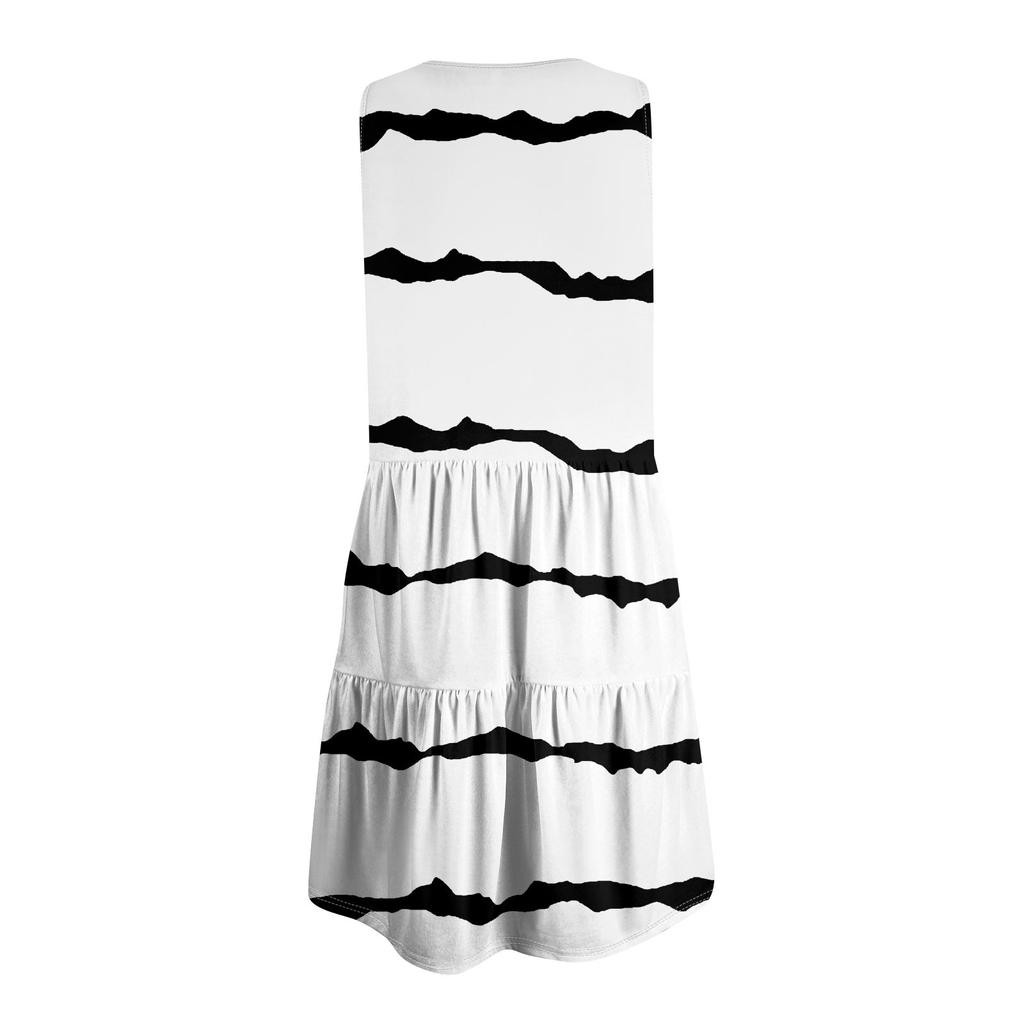 Женские летние модные повседневные платья с v-образным вырезом в стиле пэчворк без рукавов с принтом-жилетом