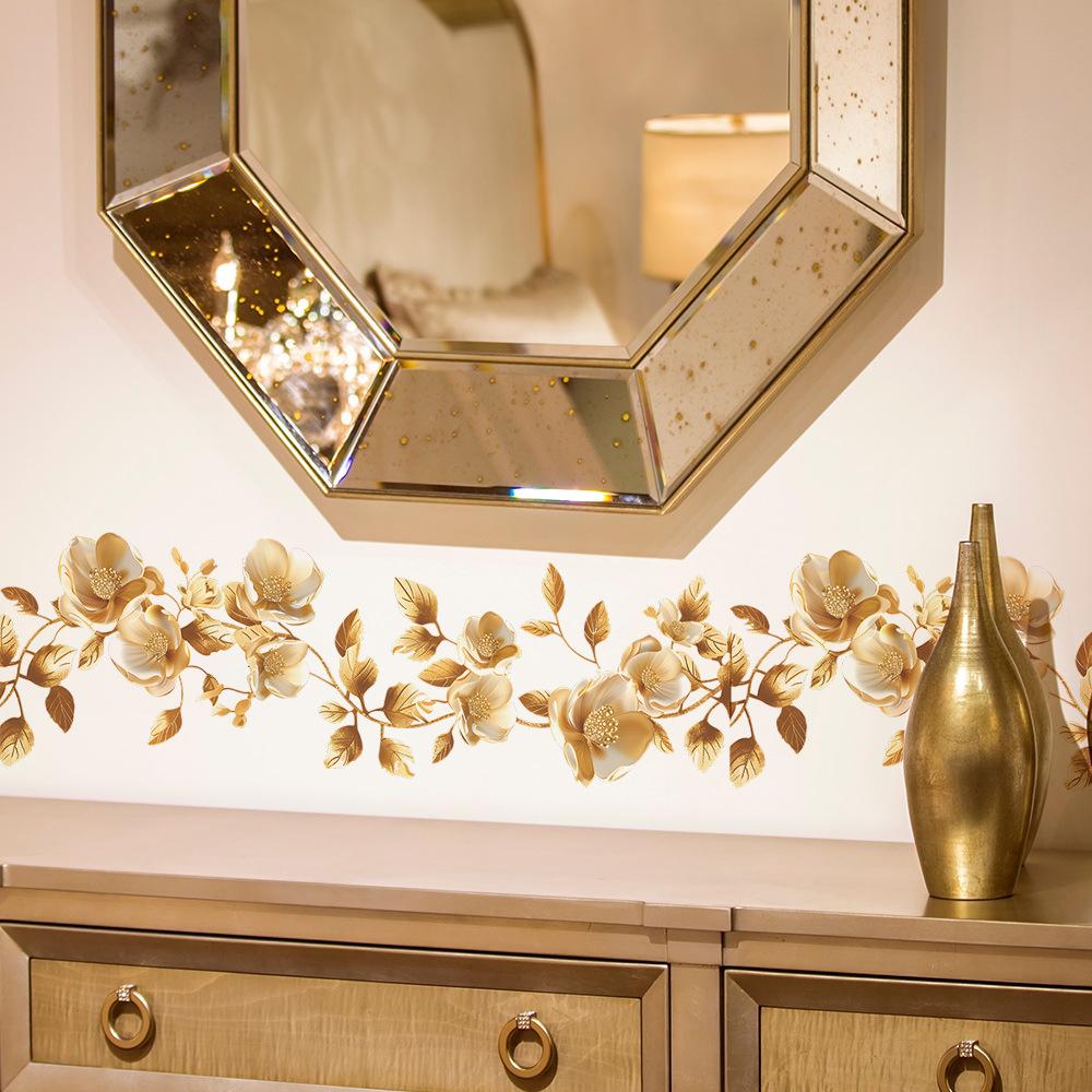 Золотые цветы спальня гостиная кабинет фон ландшафтный дизайн настенная наклейка