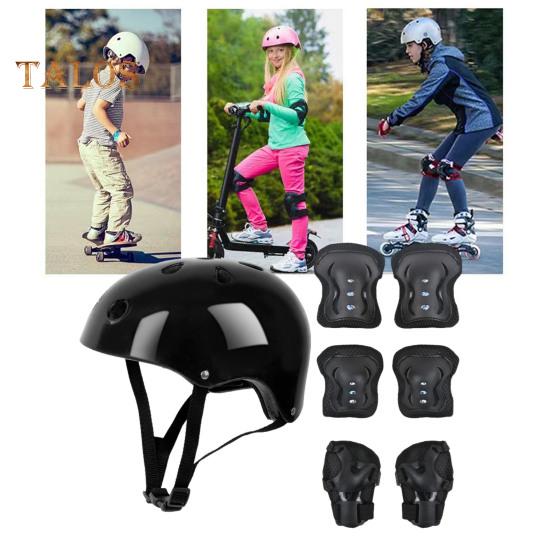 7 шт./компл. детский комплект защитного снаряжения для катания на роликовых коньках, скейтборде, велосипеде, самокате, регулируемый шлем, наколенник, налокотник, защита запястья