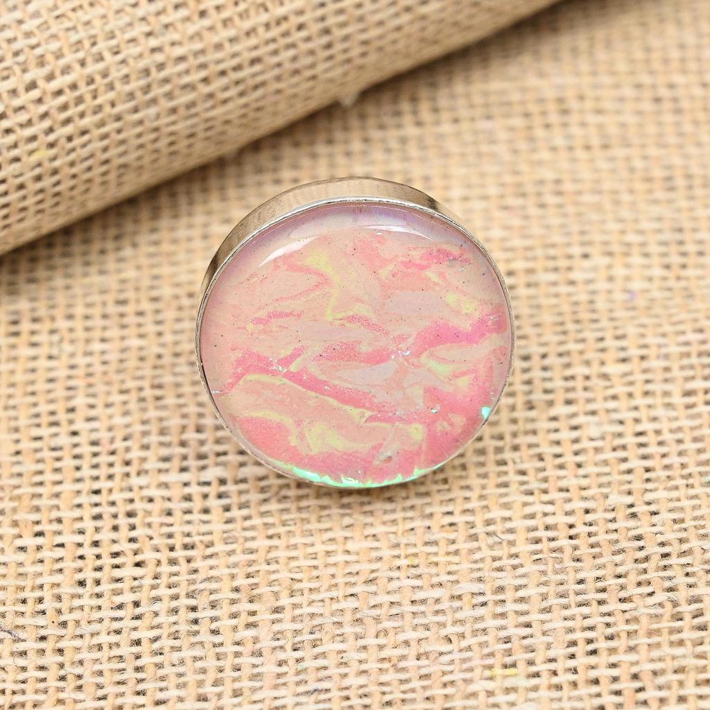 Ювелирное кольцо ручной работы из стерлингового серебра 925 пробы с розовым австралийским тройным опалом и драгоценным камнем