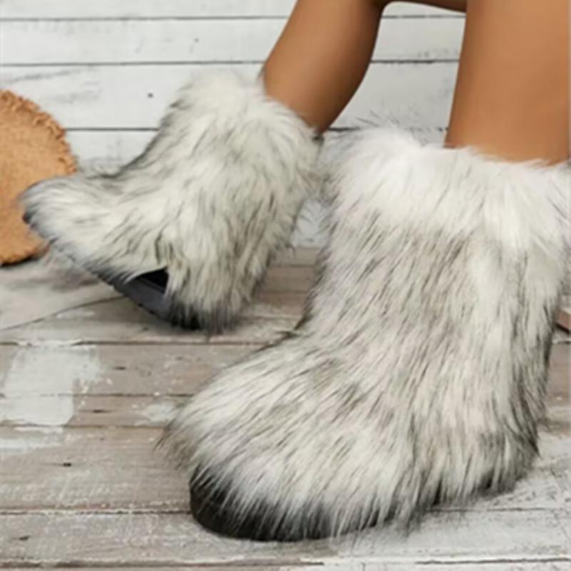 Мода 2024 года, новые женские пушистые сапоги из искусственного меха лисы, женские плюшевые теплые зимние сапоги, роскошная обувь для девочек, меховые сапоги из модной зимней обуви