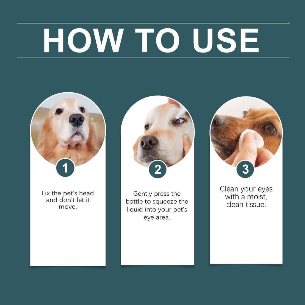 YEGBONG Капли для глаз для домашних животных, подходят для кошек и собак, удаляют слезные дорожки, очищают глазные выделения и глазную слизь, уход за глазами домашних животных, глазная промывка 30 мл/коробка