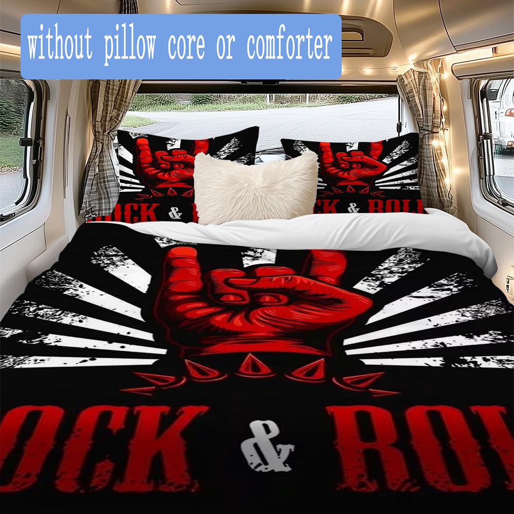 Retro rock & roll Pattern Bedding,Quilt Set Quilt Cover Pillowcase Home Birthday Gift (1*duvet cover+2*pillowcase,without core)ZSJT0917206