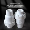 White PVC Ball Check Valve for Water Pipes, Fish Tank Fitting, Sizes: 1 inch, 25, 32, 40, 50 mm