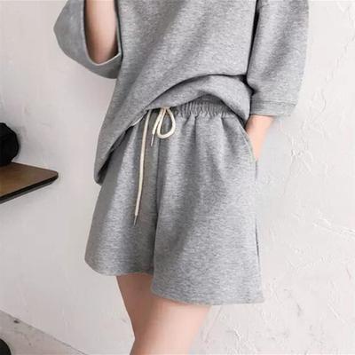 Женский костюм большого размера, летний новый, для полных мм, стройнящий и скрывающий полноту, повседневный и модный, с круглым вырезом, с короткими рукавами, костюм с шортами