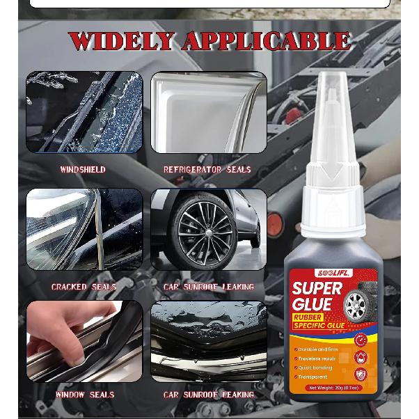 Super glue, tire glue, black strong bonding, 20ml, three-second initial solid quick repair suitable for plastic and rubber.